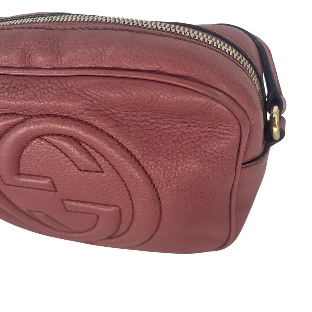 Gucci Soho Disco Crossbody Bag Pink Pebbled Leather Tassel Shoulder Bag - Picture 7 of 16